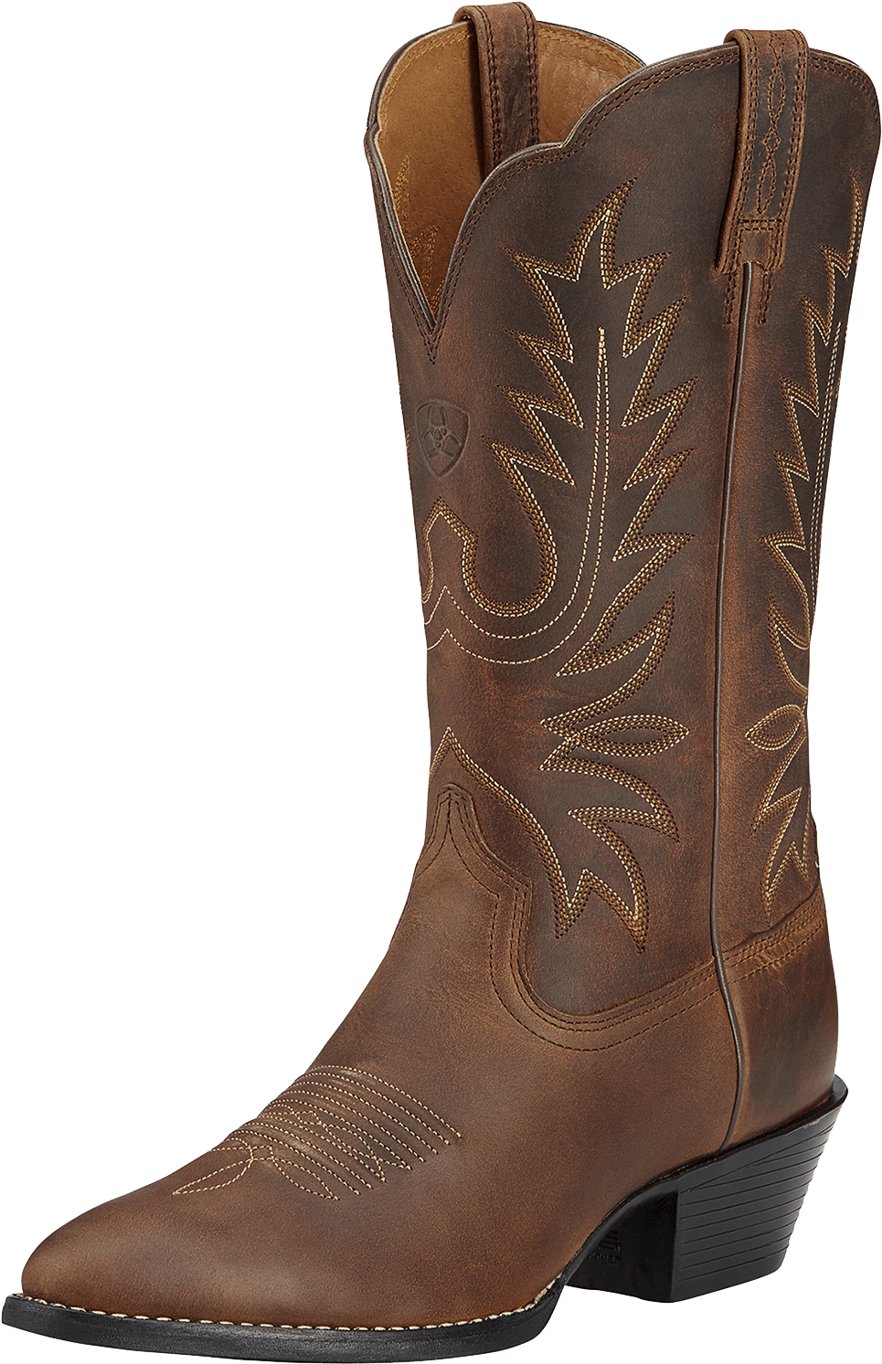 Ariat Women's Heritage Western R Toe Cowgirl Boot - Justin Bent Rail Distressed Cognac (992x1500), Png Download