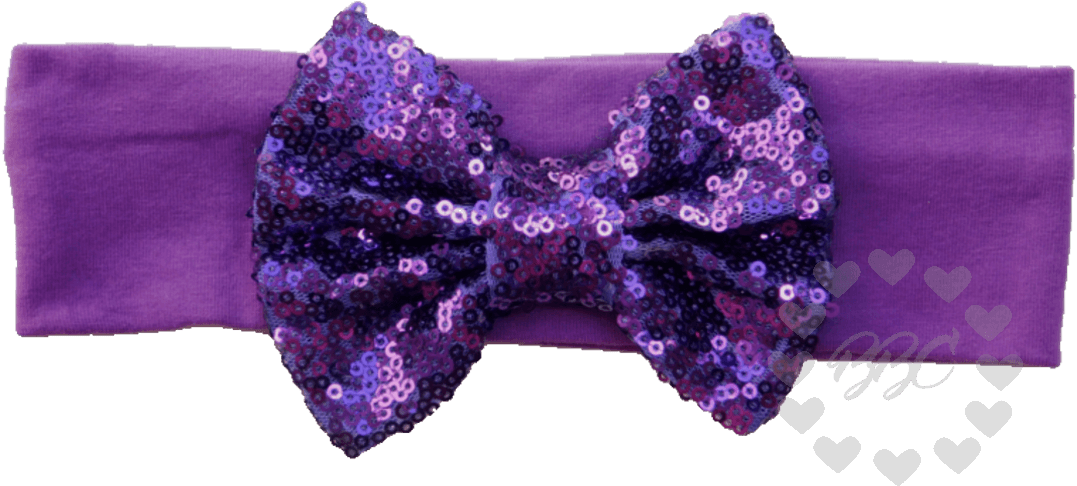 Purple Headband With Sequin Bow - Headband (1100x1100), Png Download