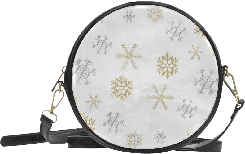 Silver And Gold Snowflakes On A White Background 2 - Bow Pink Sling Bags (1000x1000), Png Download