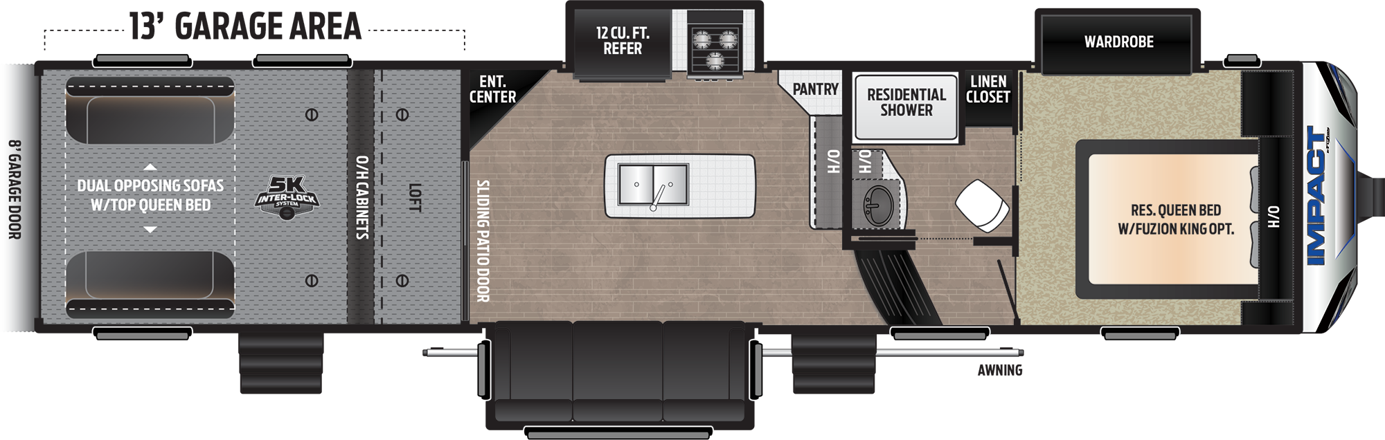 2019 - 2019 Keystone Impact 367 Floor Plan (2000x636), Png Download