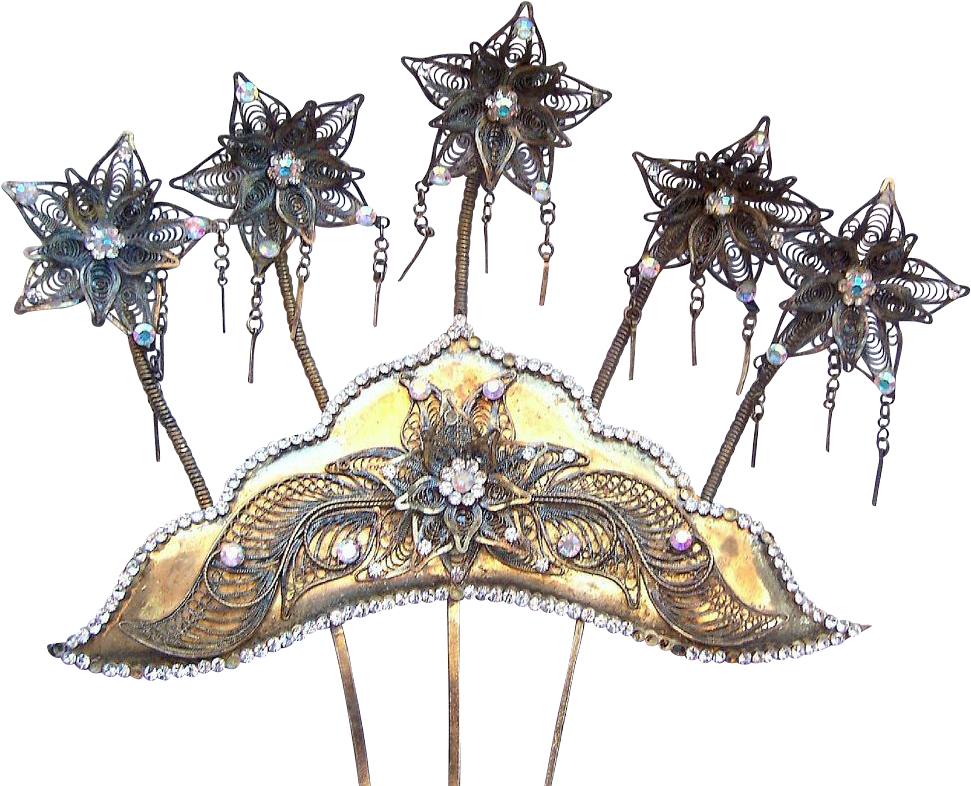 Vintage Tiara Hair Comb Indonesian Headdress Headpiece - Illustration (970x970), Png Download