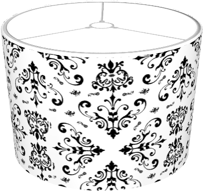 Black & White Damask - Lampshade (674x516), Png Download