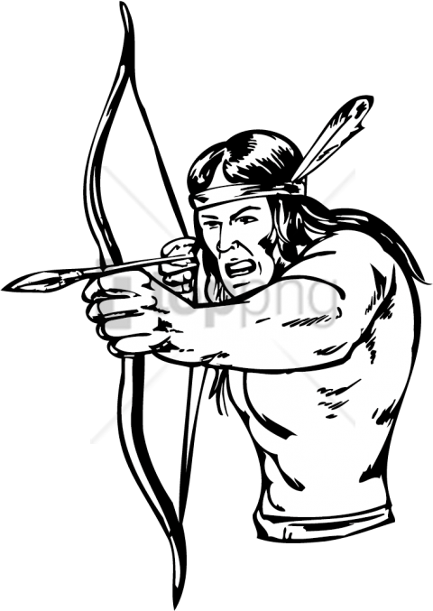 Free Png Native American Bow And Arrow Drawing Png - Native American Drawing With Bow And Arrow (480x677), Png Download
