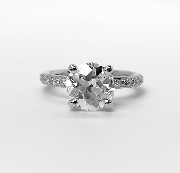 Bostonian Brighton Ring In Platinum With Custom Crown - Engagement Ring (1000x562), Png Download