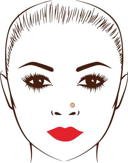 Nose Pins For Round Face Hand Picked By Stylists - Illustration (1000x600), Png Download