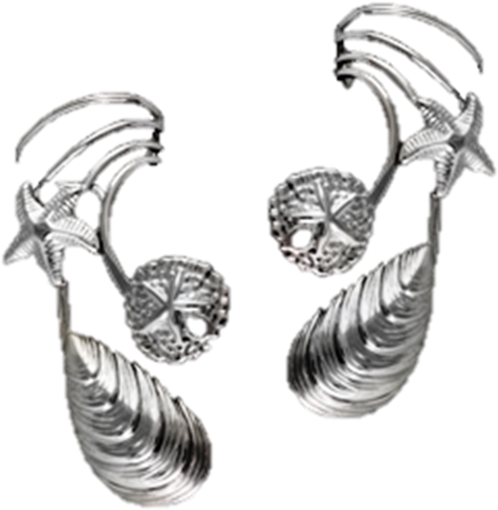 Sea Shells Long Sterling Silver Non Pierced Ear Cuff Full Size Png Download Seekpng