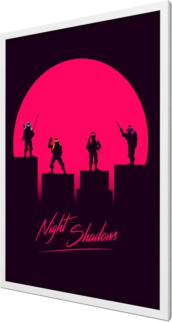 Retro Shadows, Tmnt, Ninja Turtles, Neon, Retro, Rad - Silhouette (567x1059), Png Download