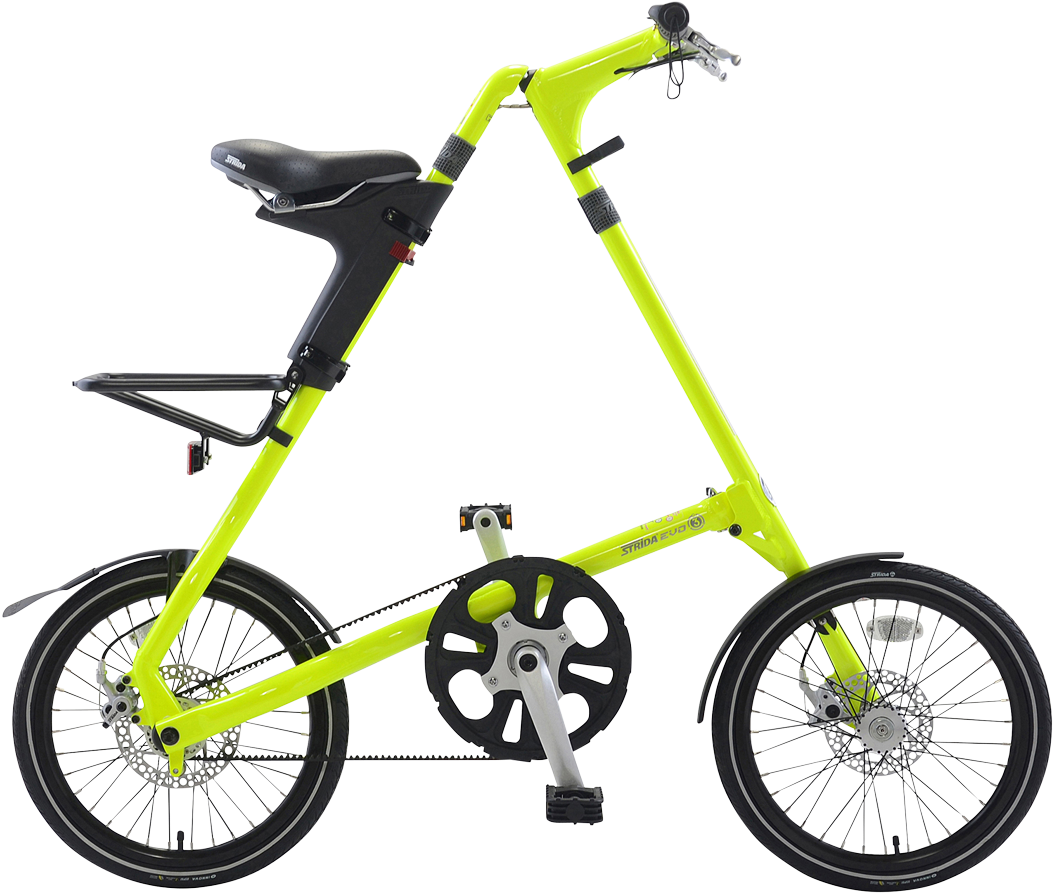 Strida Evo Folding Bicycle, Neon Yellow-0 - Strida Evo (1200x1079), Png Download