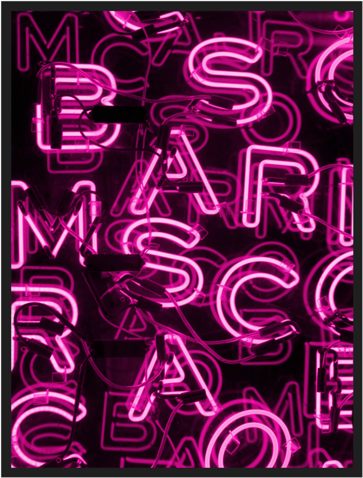 Pink Typography Neon Framed Print Art - Graphic Design (1024x1024), Png Download