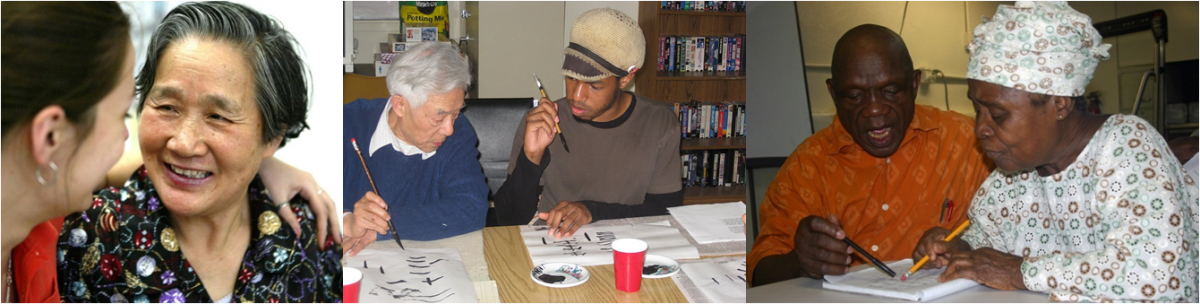 Young Serving Old - Senior Citizen (1200x304), Png Download