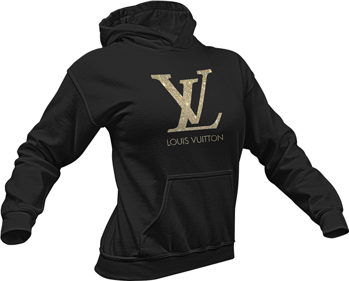 Glitter Vinyl Louis Vuitton Logo Hoodie - Black Metal (720x720), Png Download