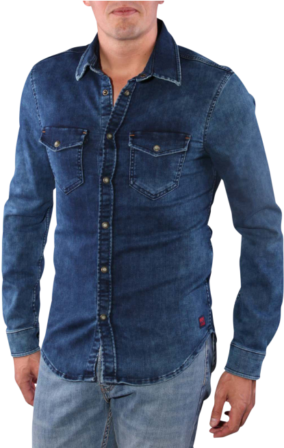Pepe Jeans Jepson Rain Cloud Denim Shirt Indigo - Pepe Jeans Denim Shirt (490x653), Png Download