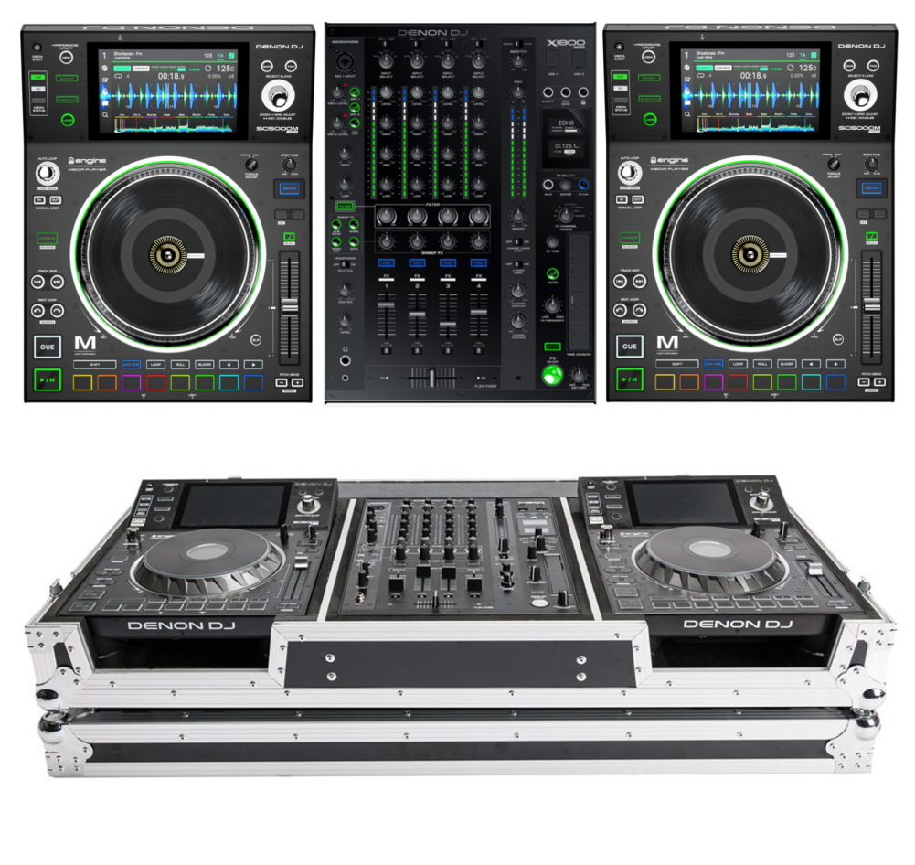 2x Denon Dj Sc500m Cd Players & 1x Denon Dj X1800 Mixer - Denon Prime Set (1000x1194), Png Download