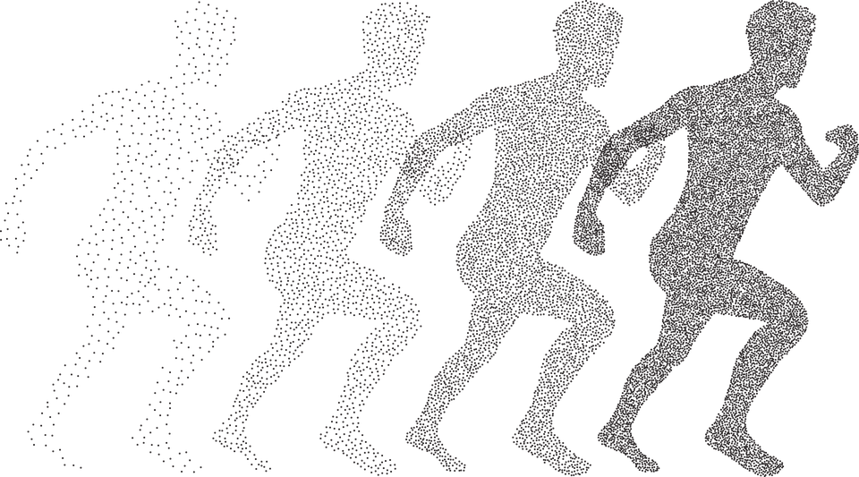 Boy, Human, Male, Man, Running, Particles, Dots - Running (960x533), Png Download