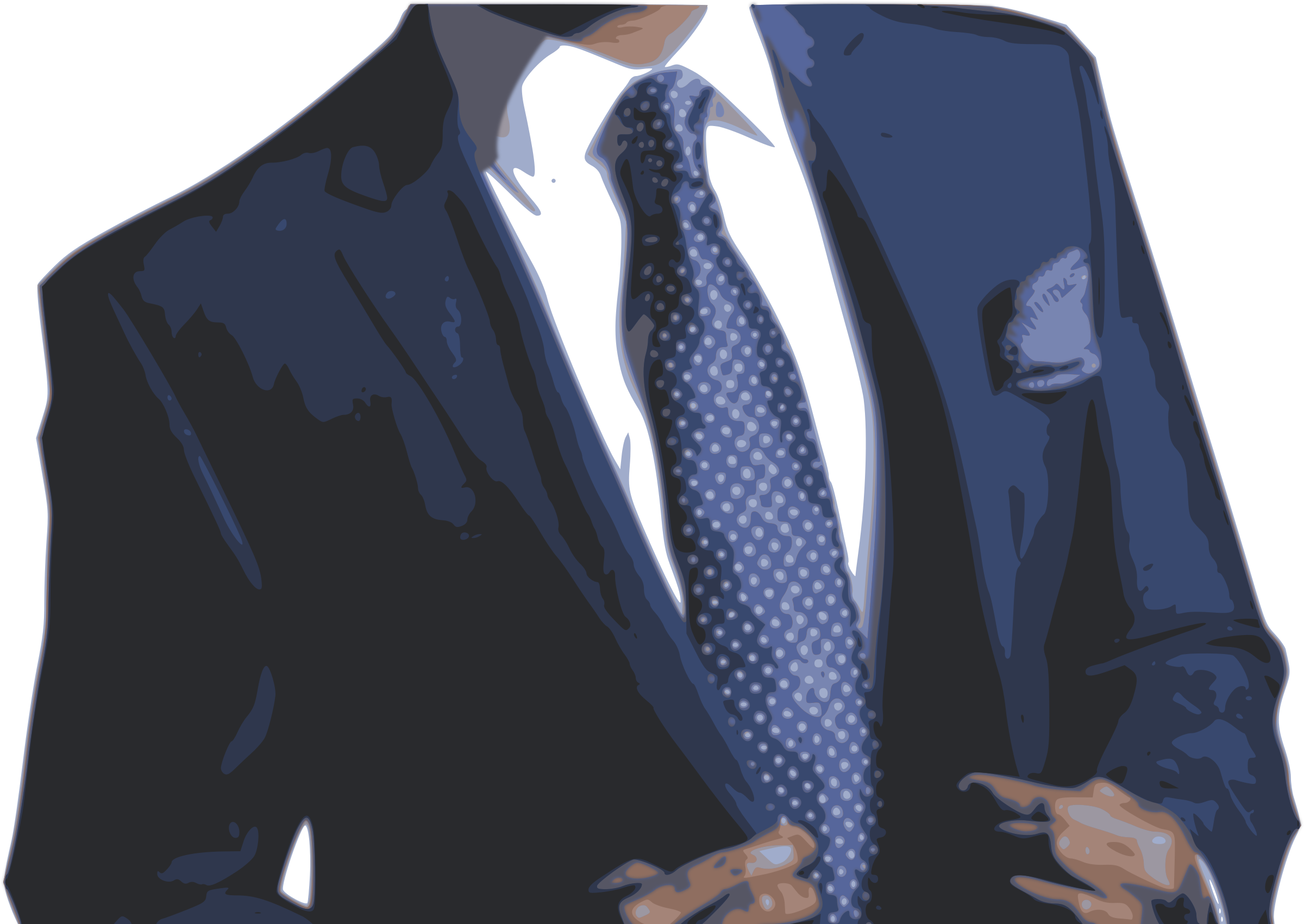 Big Image - Cravate Sur Costume Bleu (2400x1701), Png Download