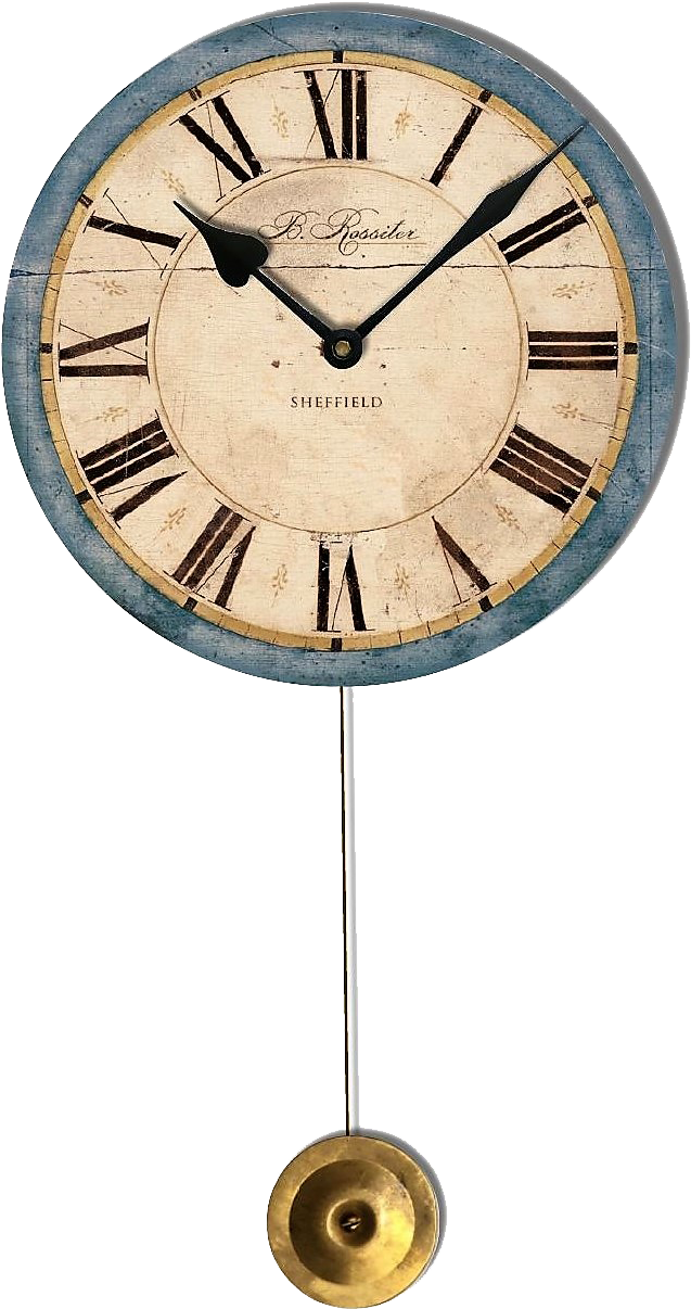 Rossiter Blue Pendulum Wall Clock Ultra Silent Vintage - Pendulum Big Wall Clock (701x1258), Png Download
