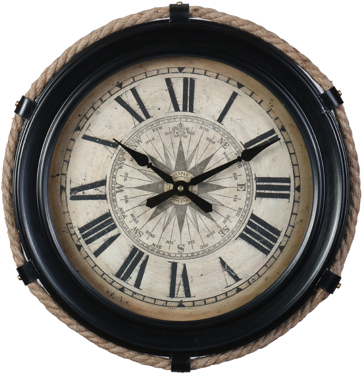 Compass Clock Small Black - Clock (1000x1000), Png Download