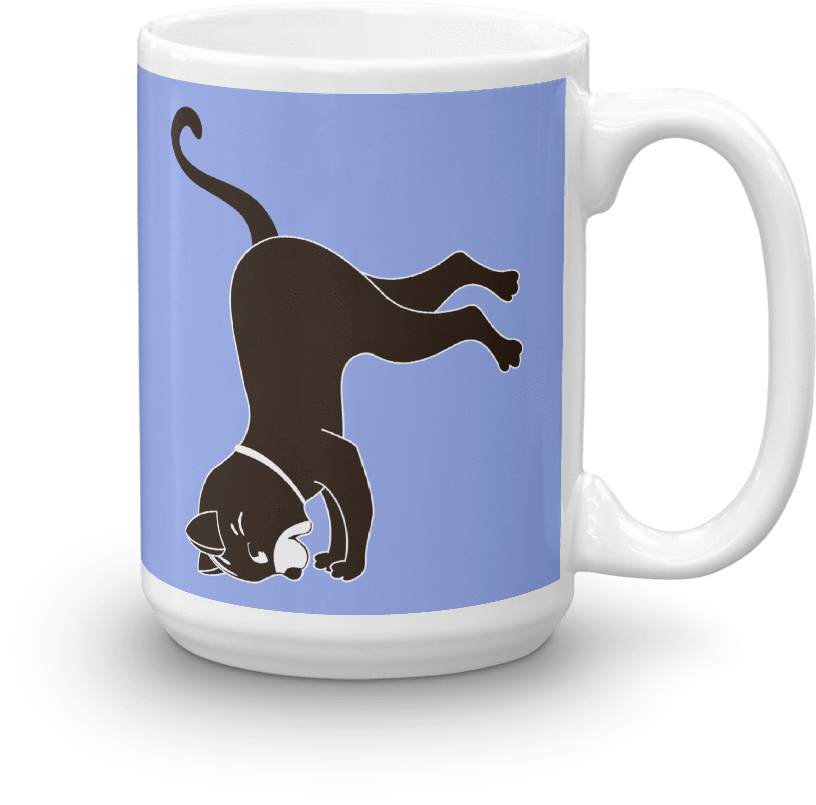 Yoga Cat Headstand Mug In 15oz Mauve - Coffee Cup (1000x1000), Png Download
