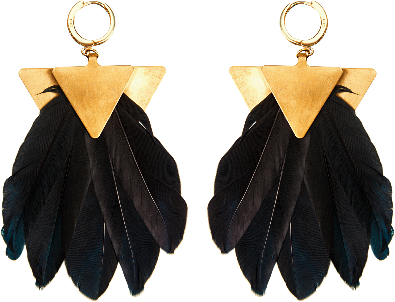 Feather Earrings Black - Earrings (1280x979), Png Download