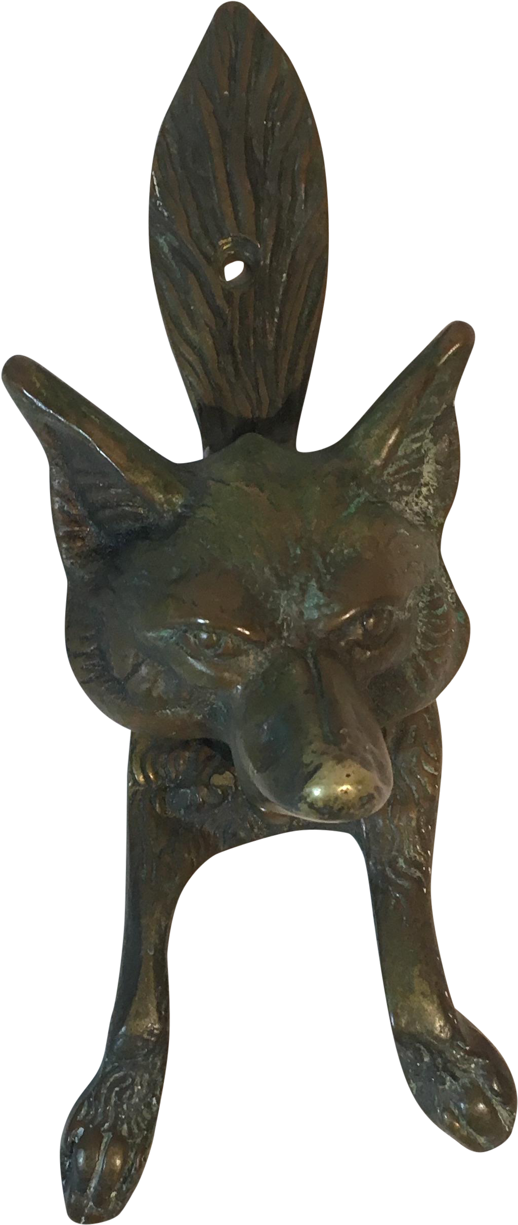 Fabulous Brass Fox Door Knocker With Beautiful Patina - Bronze Sculpture (1137x2688), Png Download