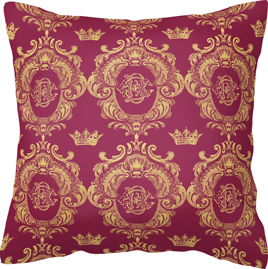 Regal Crown Crest Red & Gold - Cushion (924x927), Png Download