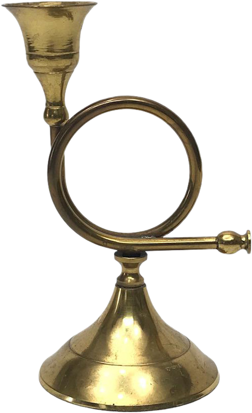 Brass French Horn Candlestick On Chairish - Brass (553x909), Png Download