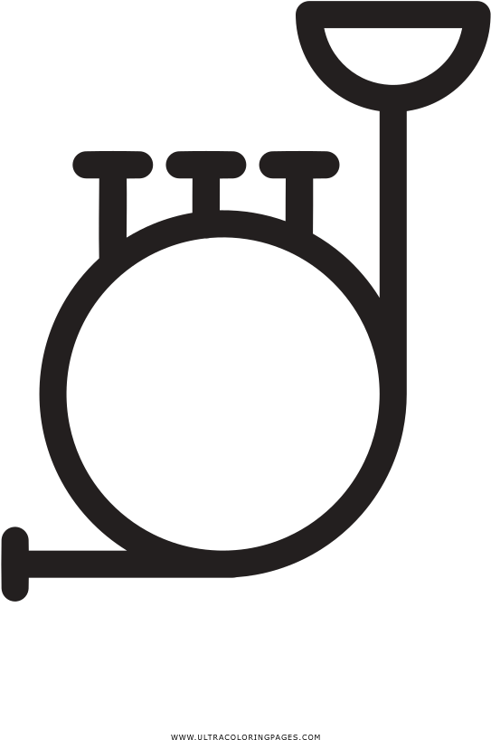French Horn Coloring Page - Circle (1000x1000), Png Download