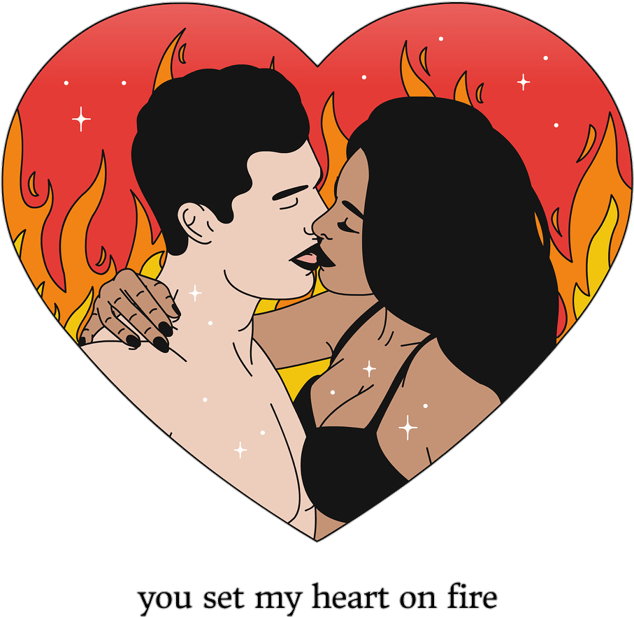 Love Heart Fire - Romance (1080x981), Png Download