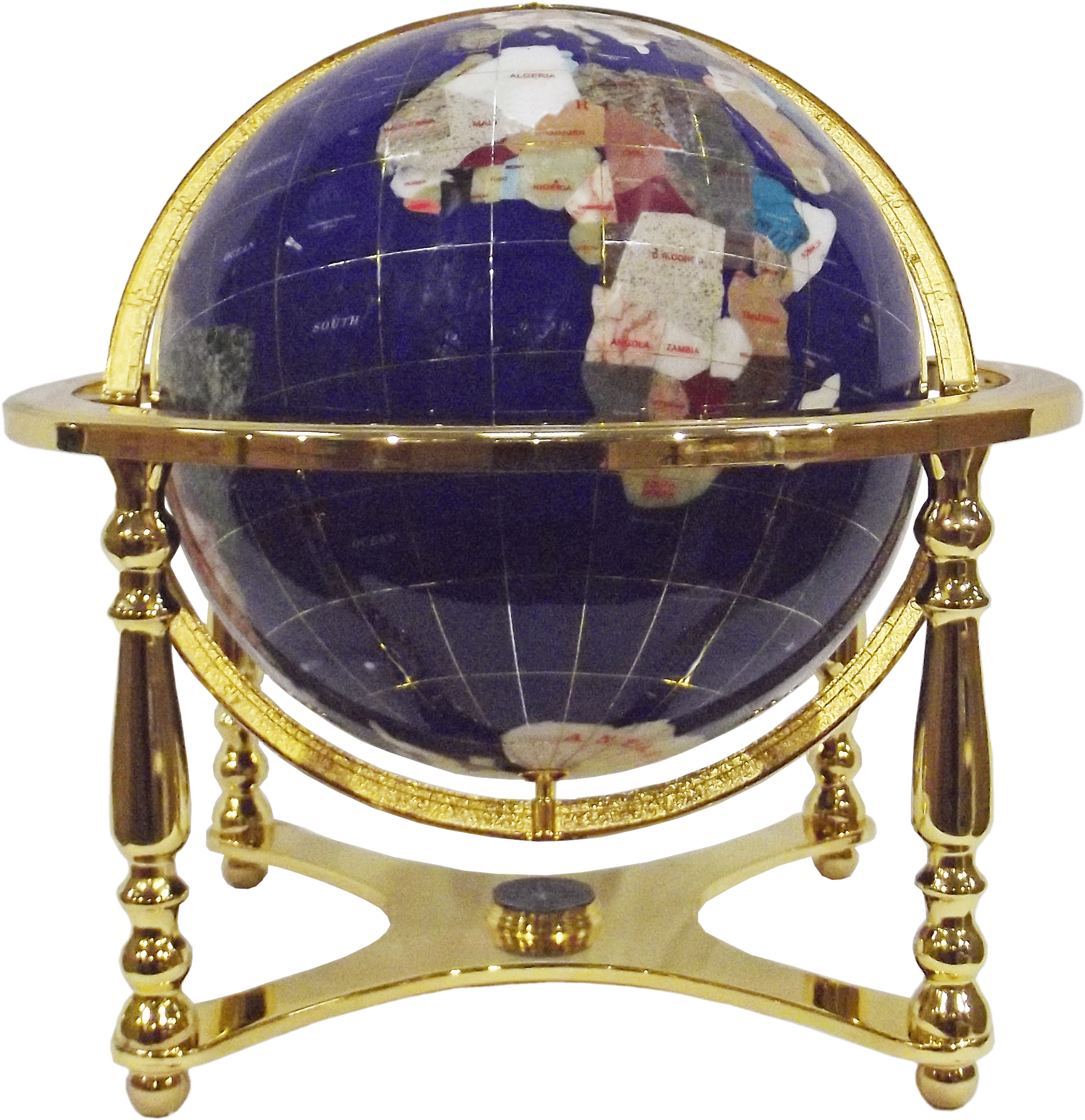 Globe Terrestre De Bureau 33 Cm Bleu 4 Pieds Dore4pb - Globe (1979x2090), Png Download