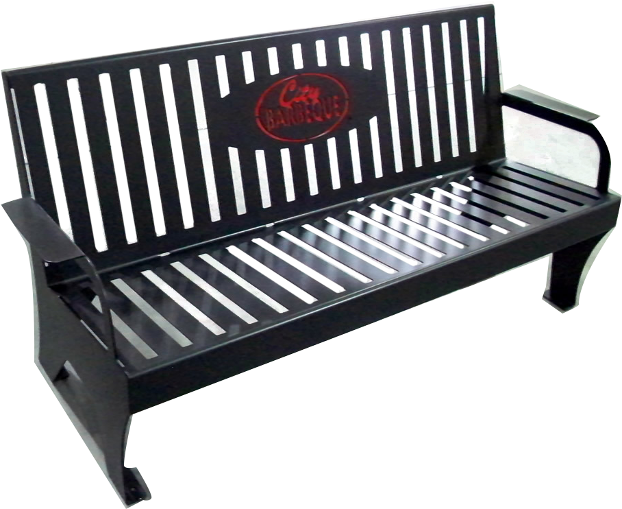 Park Bench - Custom Cnc Outdoor Metal Bench (1000x763), Png Download
