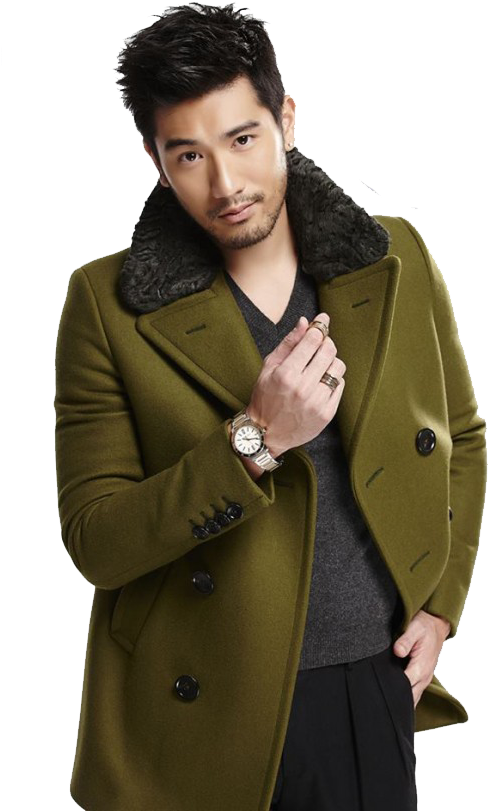 Godfrey Gao, Male Models, Coats, Men Models, Wraps, - Overcoat (550x825), Png Download