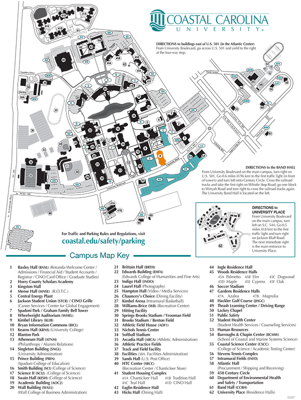 Colored Ccu Map - Coastal Carolina University Campus Map (600x798), Png Download
