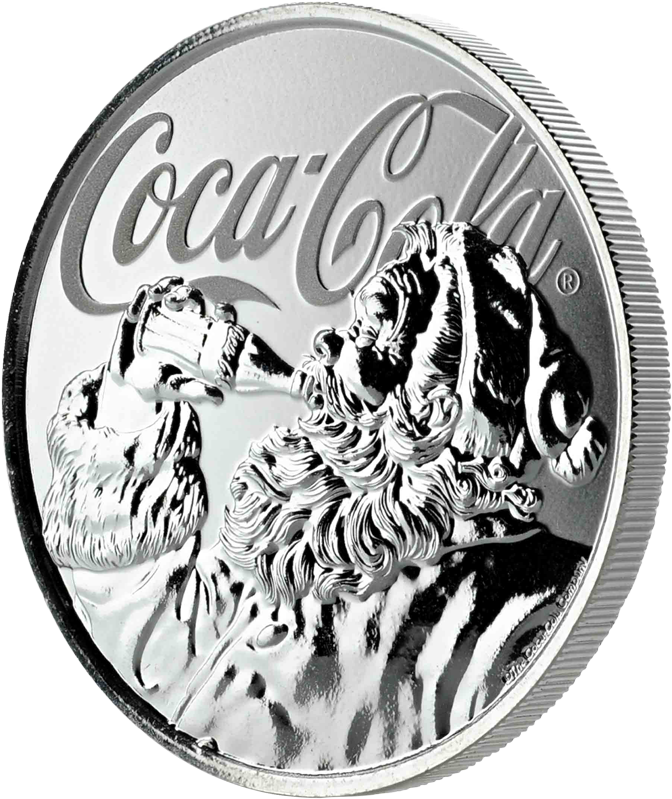 Silver Coca-cola Holiday Coin - Coca Cola Silver Coin (800x800), Png Download