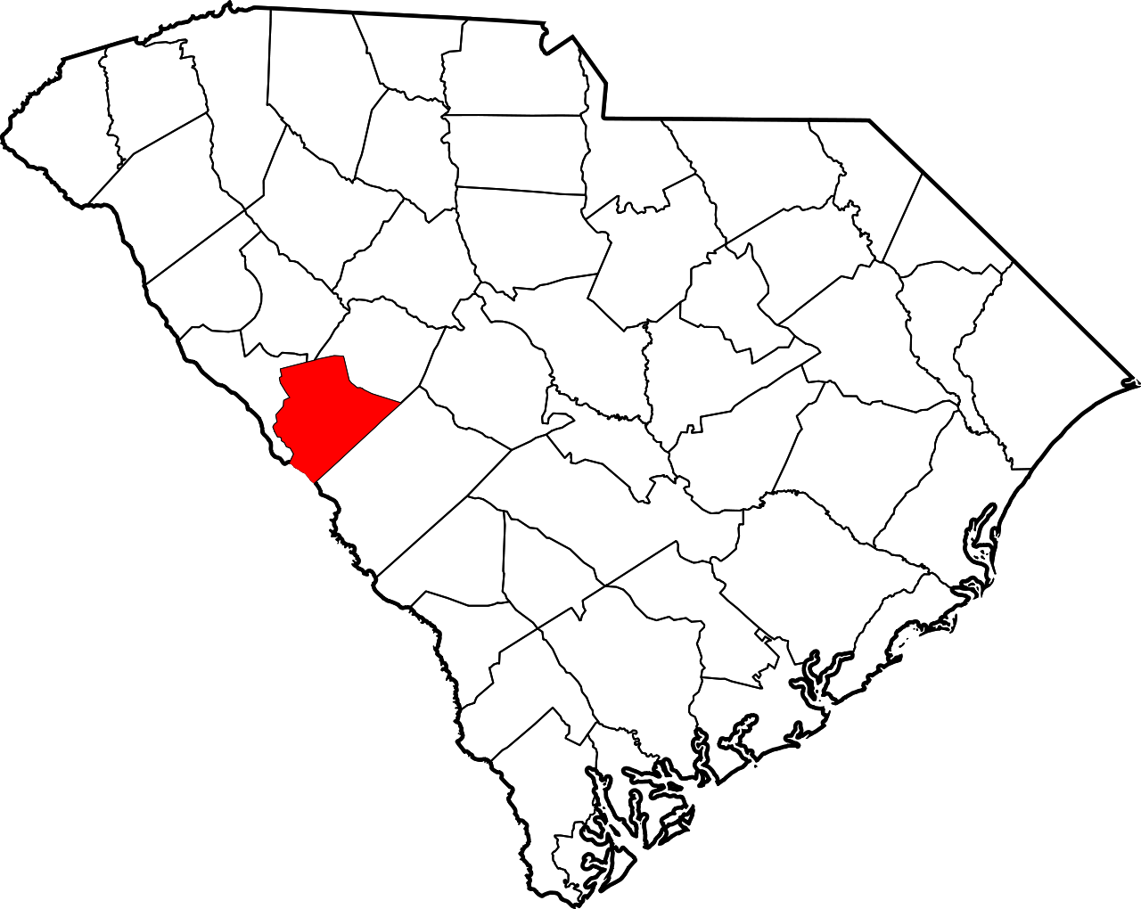 Map Of South Carolina Highlighting Edgefield County - South Carolina Coal Map (1280x1020), Png Download