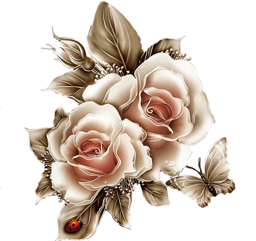Flower, Garden Roses, Cut Flowers, Plant Png Image - Glow In The Dark Tattoo Rose (1080x1080), Png Download