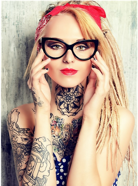 Photo Taken At Nuevo Centro Tattoo &amp - Full Neck Tattoo Women (600x600), Png Download