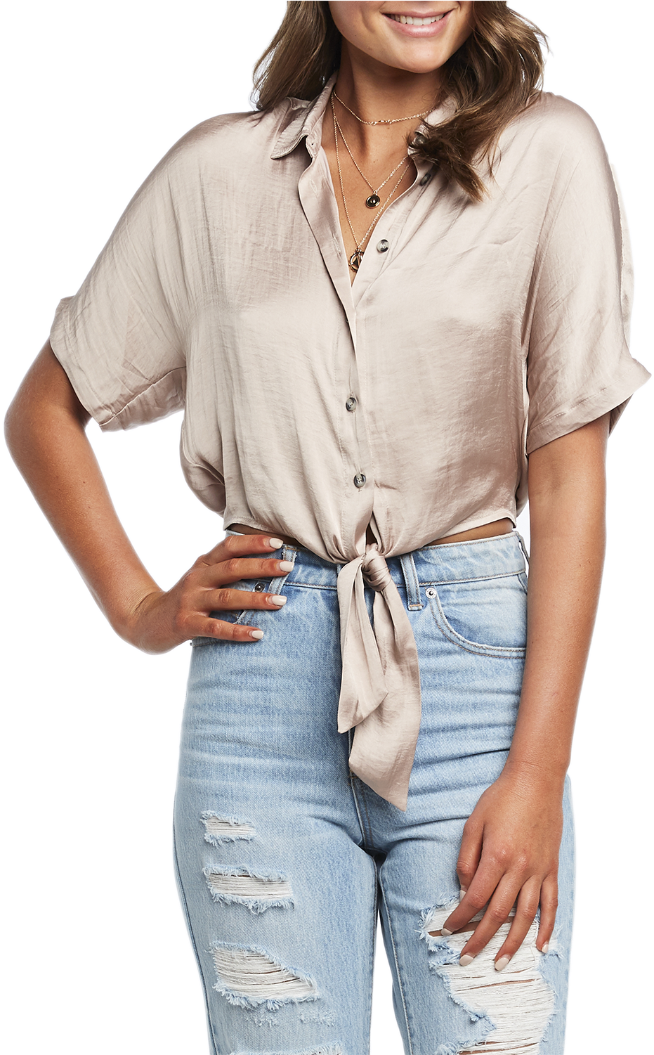 Button Tie Shirt In Colour Moonlight - Photo Shoot (1000x1500), Png Download