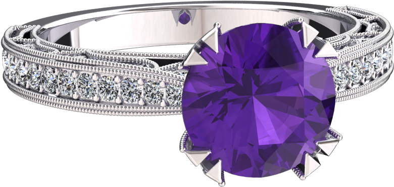 00 Carat Natural Amethyst And Diamond Ring Style - Engagement Ring (960x720), Png Download