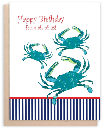 Blue Crab Card - Happy Birthday (570x577), Png Download