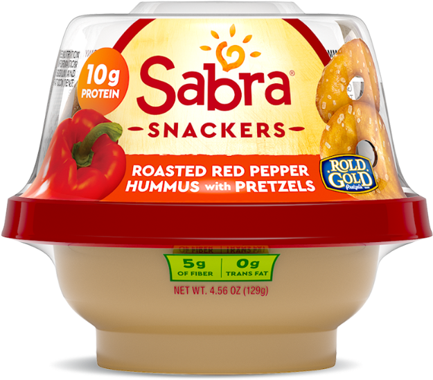 roasted Red Pepper Hummus With Pretzels - Sabra Hummus With Pita Chips (640x640), Png Download