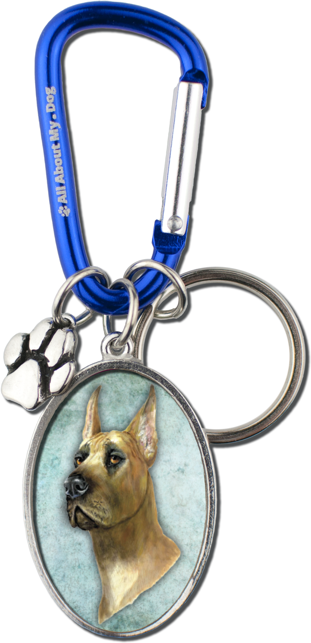 Great Dane Cameo Carabiner Keychain - Keychain (1446x2657), Png Download