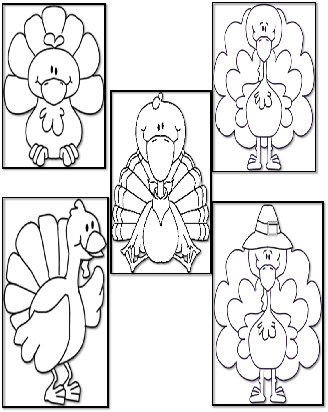 Different Animal Puppets Coloring Pages - Five Little Turkeys Printables (1129x1417), Png Download