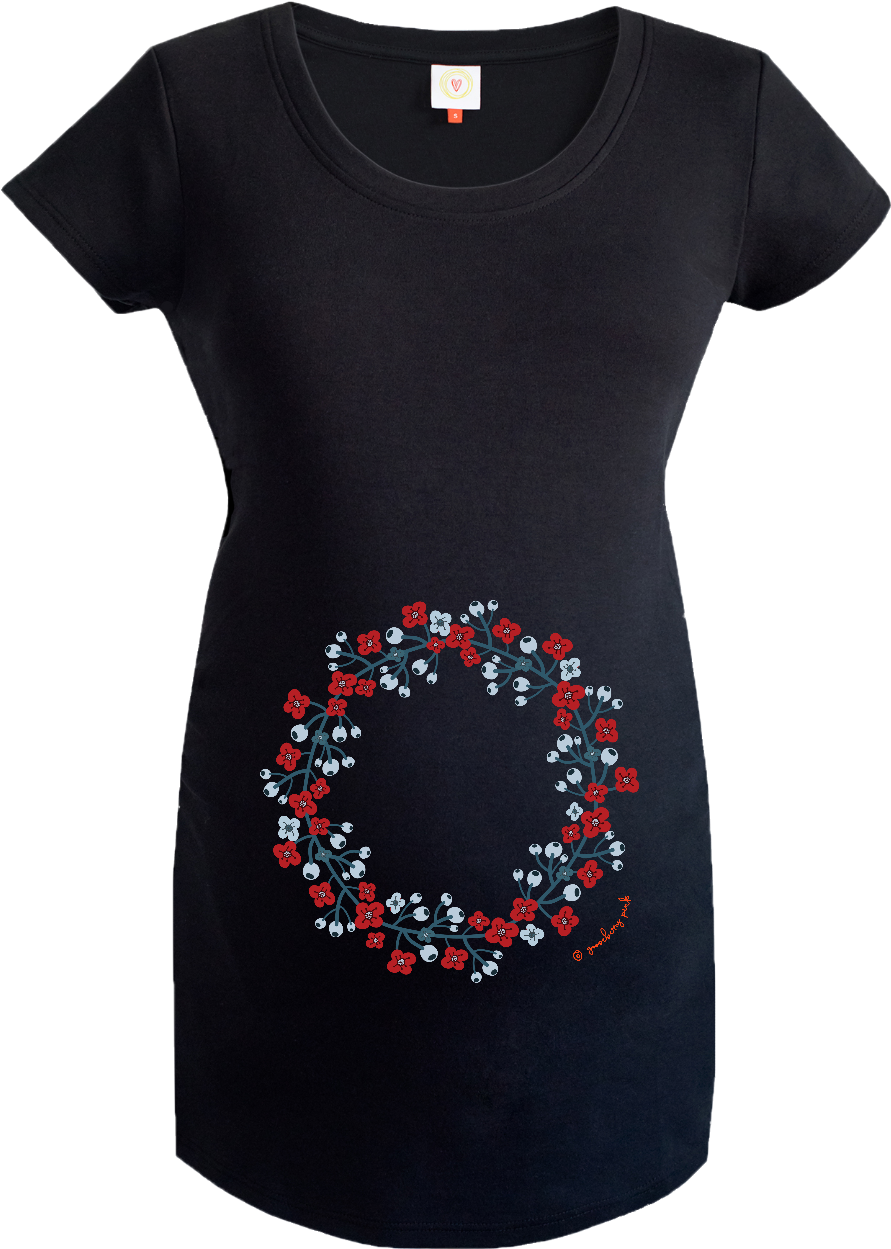 Gooseberry Pink Scandinavian Garland Maternity Top - Transparent Background Maternity Clothes (1500x1500), Png Download