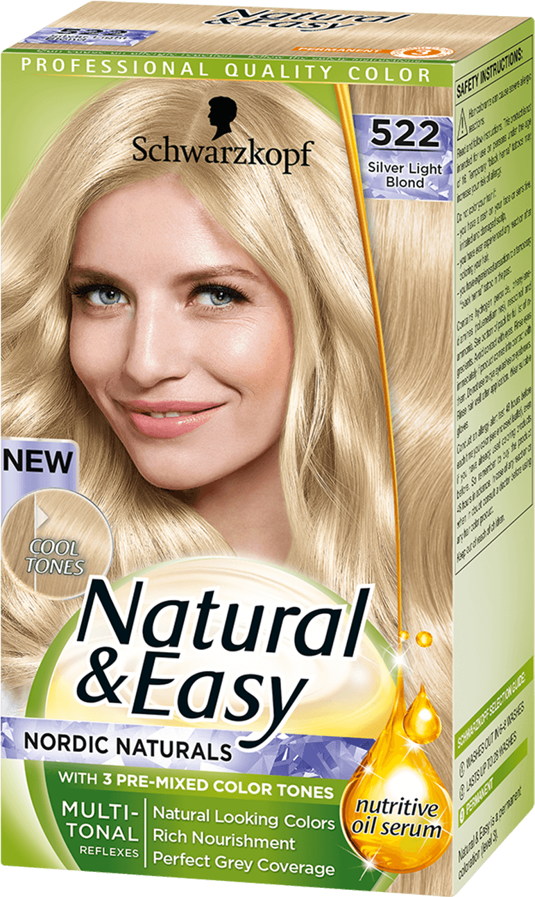 Natural Easy Com Blonde Hair 522 Silver Light Blond - Schwarzkopf Natural And Easy 522 (970x1400), Png Download