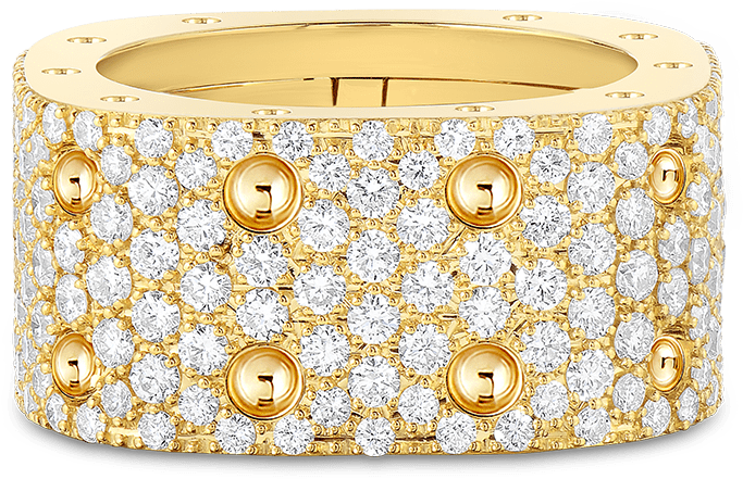 18kt Gold 2 Row Square Ring With Diamonds - Ring (2228x2228), Png Download
