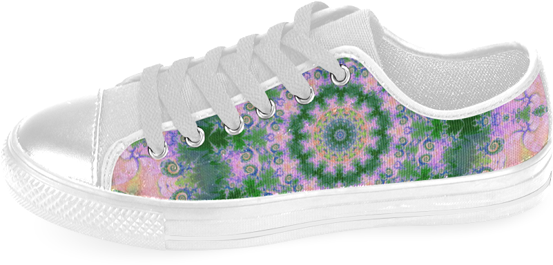 Rose Pink Green Explosion Of Flowers Mandala Men's - Skate Shoe (1000x1000), Png Download