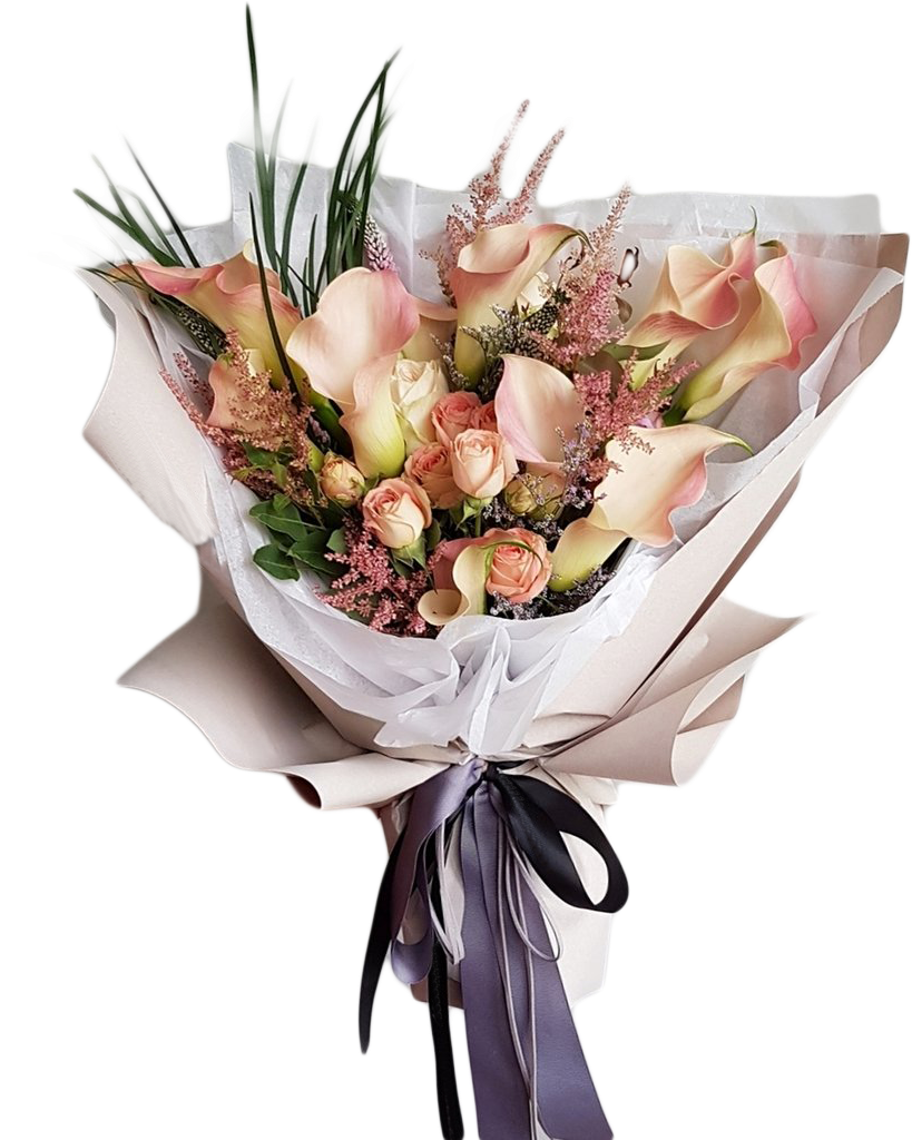 Calla Lily Wrapped Bouquet (1024x1023), Png Download
