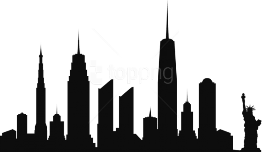 Free Png New York City Skyline Silhouette Png Png - New York City Skyline Silhouette (850x492), Png Download