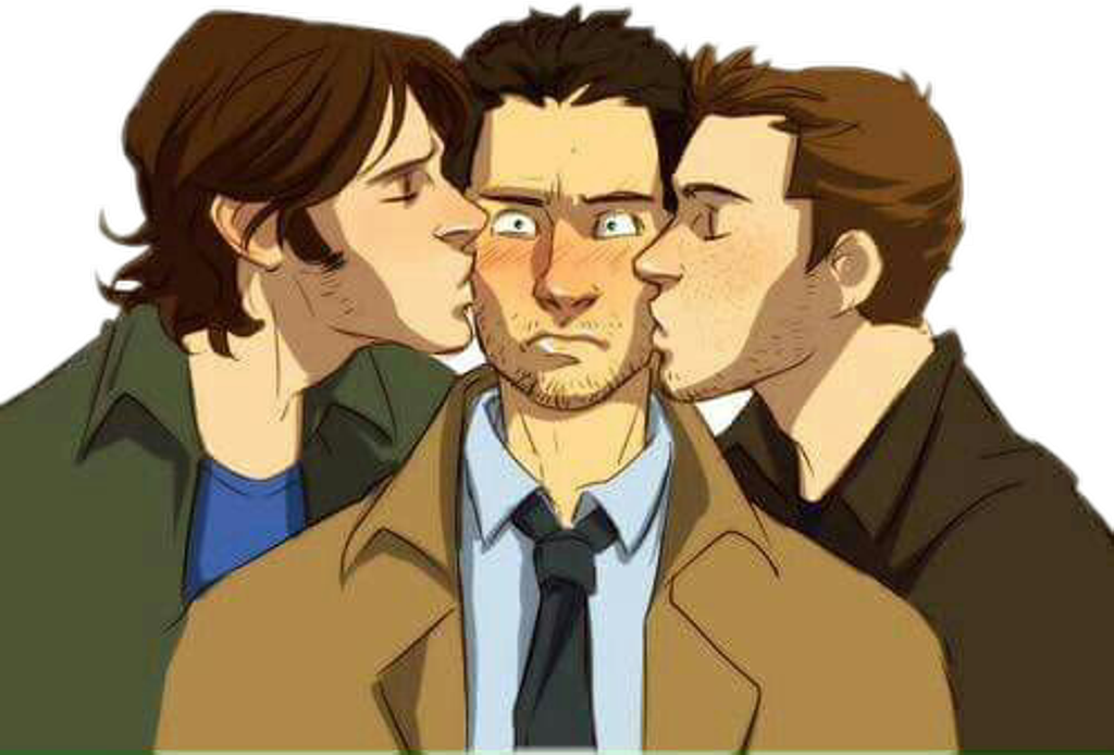 #sam #dean #castiel #supernatural #spn #kiss - Dean Winchester Fanart (1024x694), Png Download