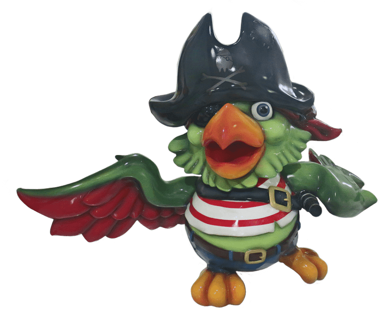 Comic Bird Parrot Pirate Animal Prop Life Size Resin - Bath Toy (1280x720), Png Download